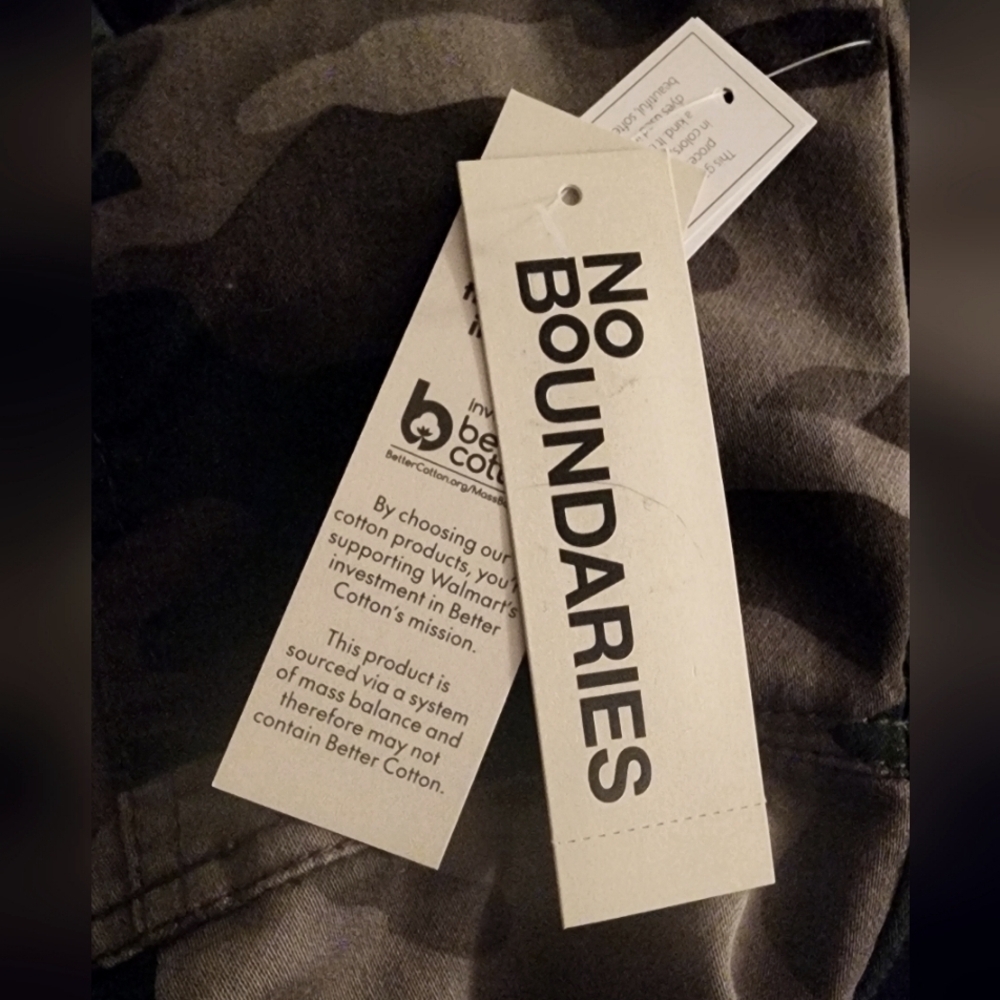 No Boundaries Denim Square Neck Pinafore Zip Close Camouflage Dress Sz S (NWT) - Picture 9 of 9